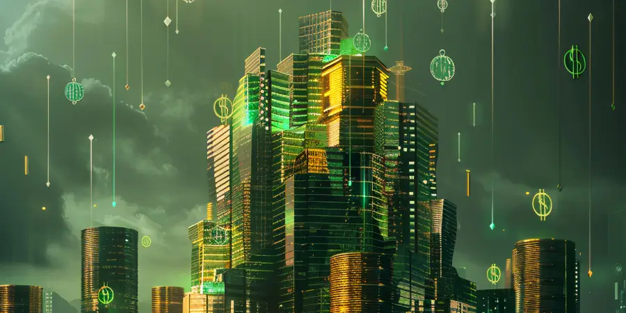 Futuristic cityscape symbolizing digital transformation and financial growth
