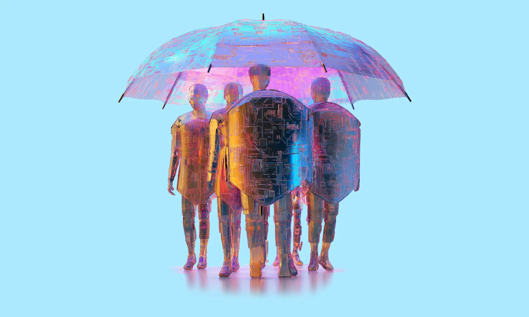 abstract picture of people with shields