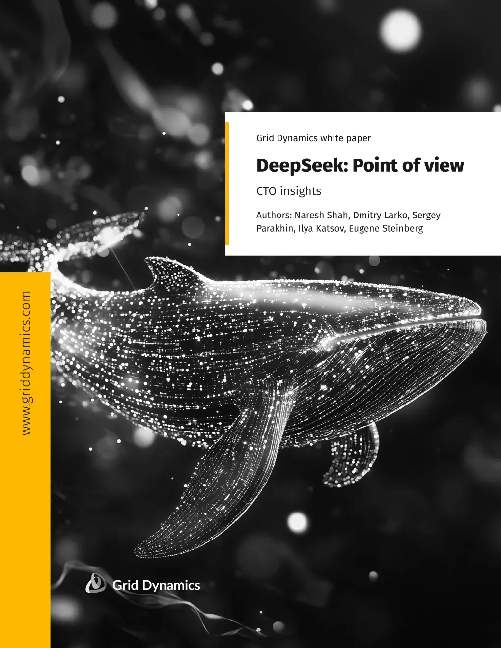 Greyscale whale on digital background