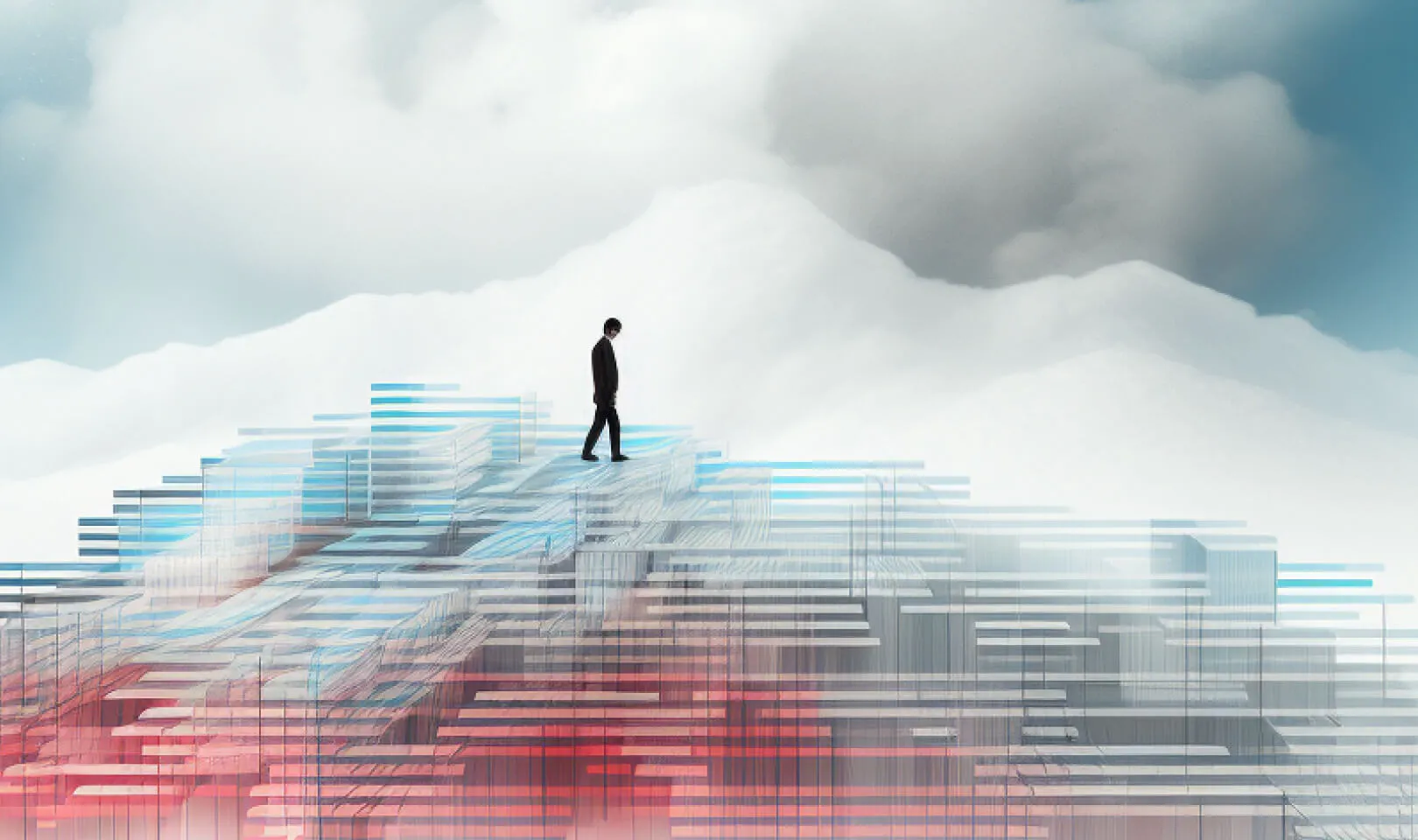 A silhouette of a person under the sky