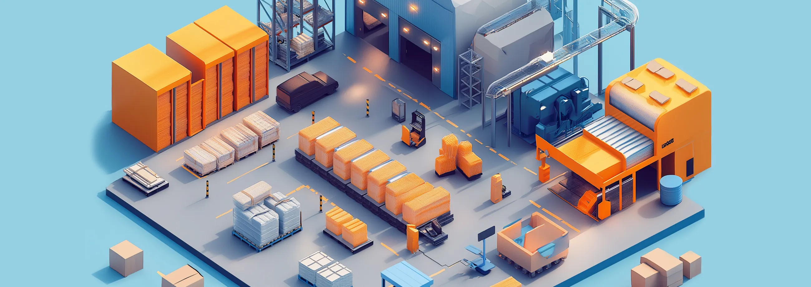 isometric picture of a warehouse