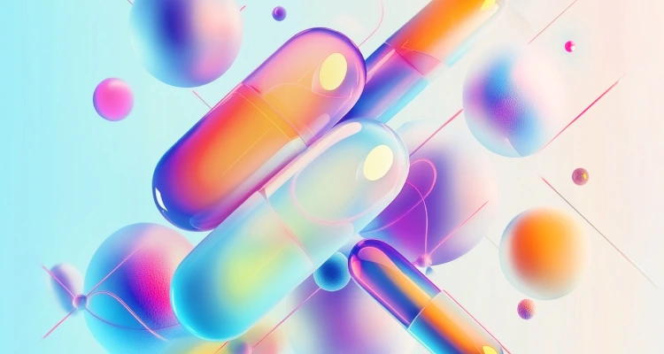 Colorful abstract shapes and capsules