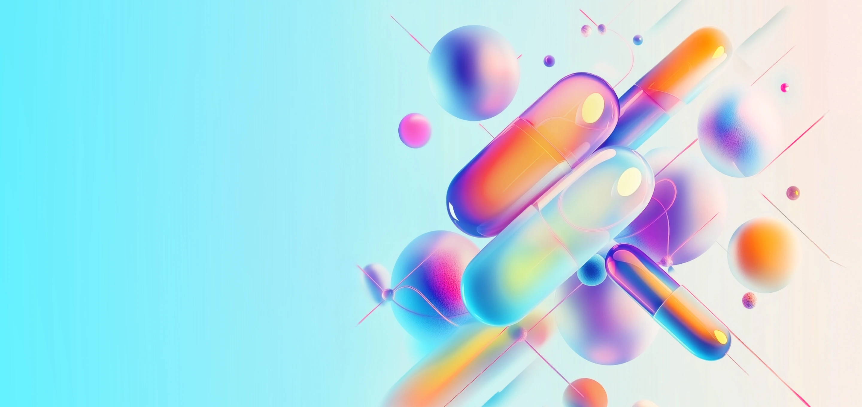 Colorful abstract shapes and capsules